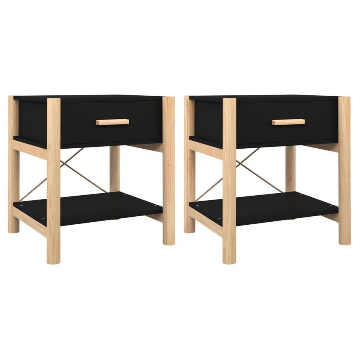 VIDAXL Tables de chevet 2 pcs Noir 42x38x45 cm Bois d'ingenierie