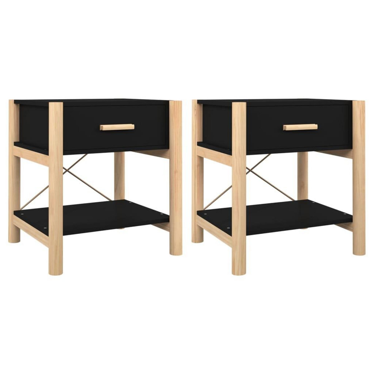 VIDAXL Tables de chevet 2 pcs Noir 42x38x45 cm Bois d'ingenierie