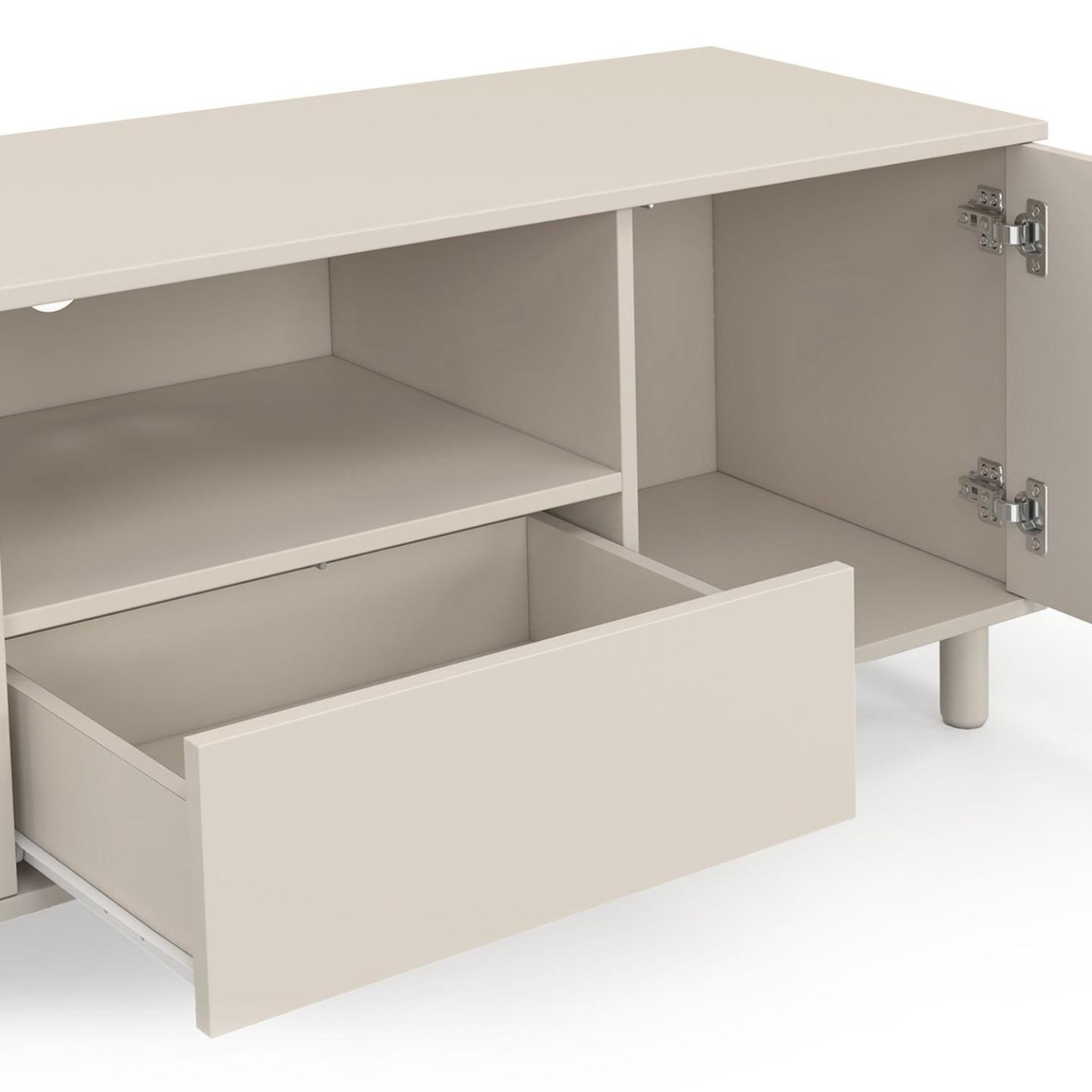 Voir la diapositive 6 : ID MARKET Meuble tv 140 cm bertille 3 portes bois beige