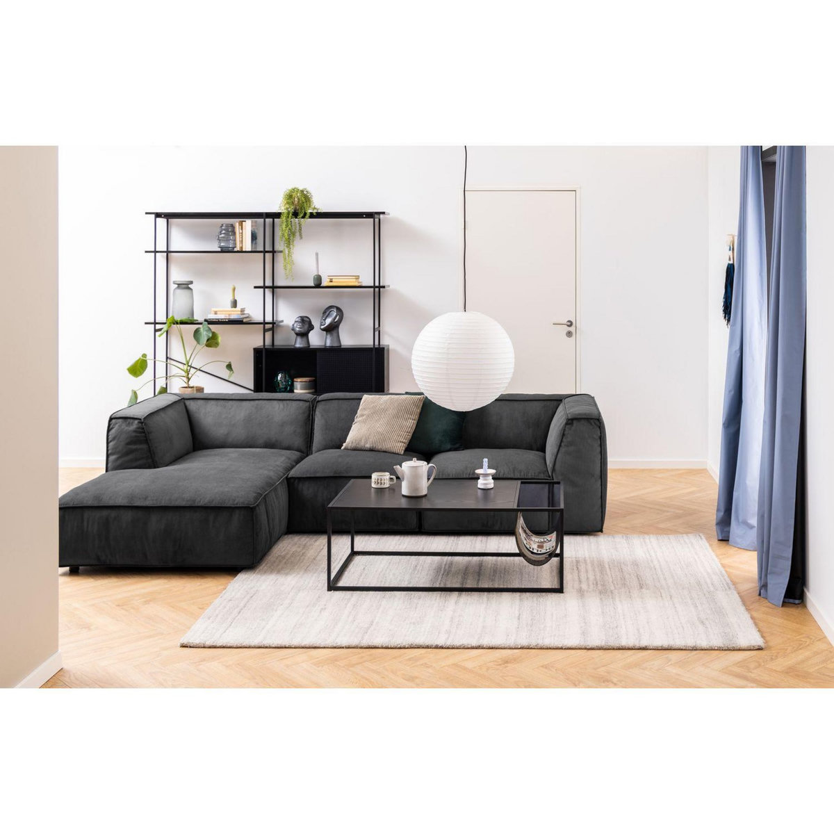 TOILINUX Table basse rectangulaire avec range magazine en MDF et métal