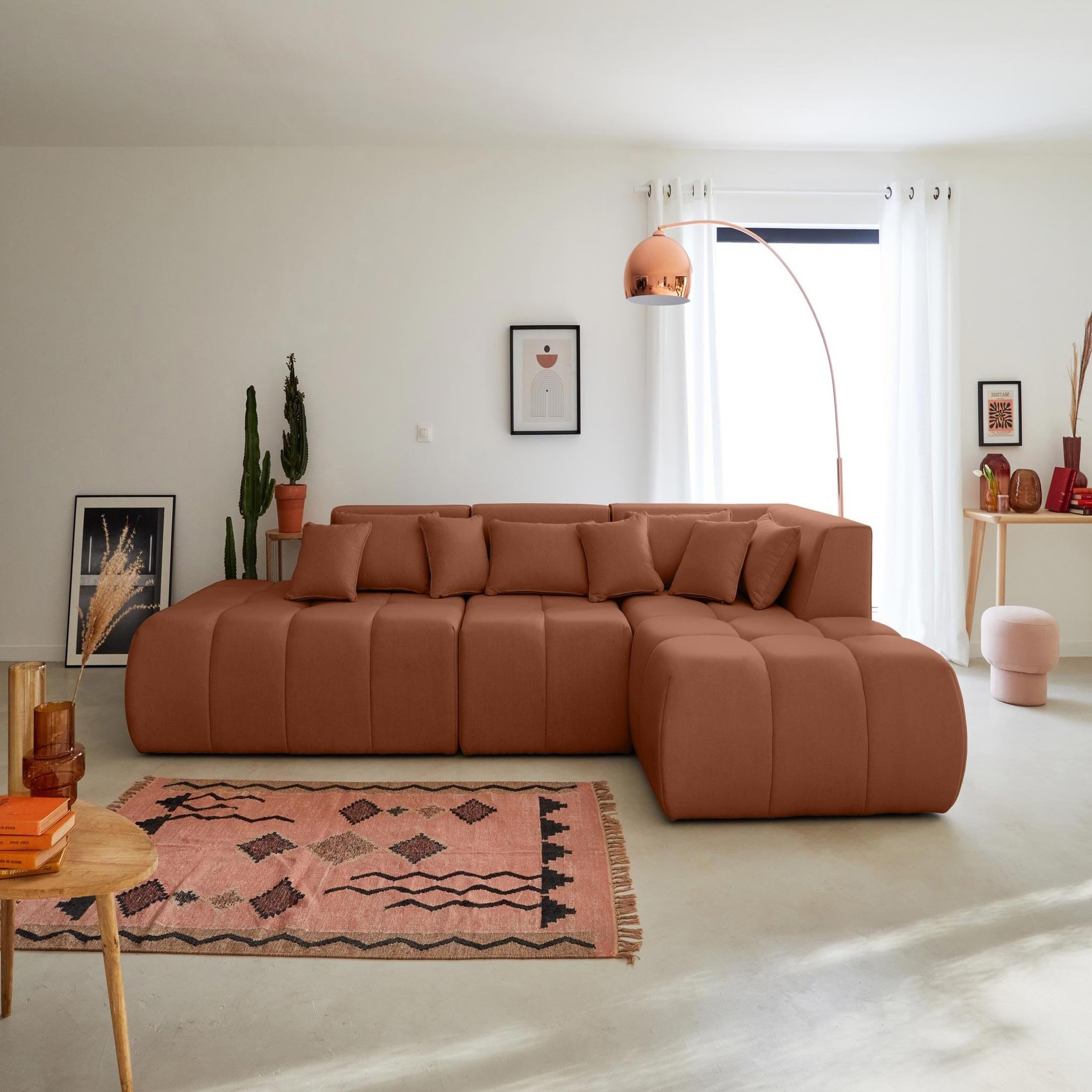 Voir la diapositive 1 : LISA DESIGN Caracas - canapé modulable d'angle droit - 5 places - en tissu