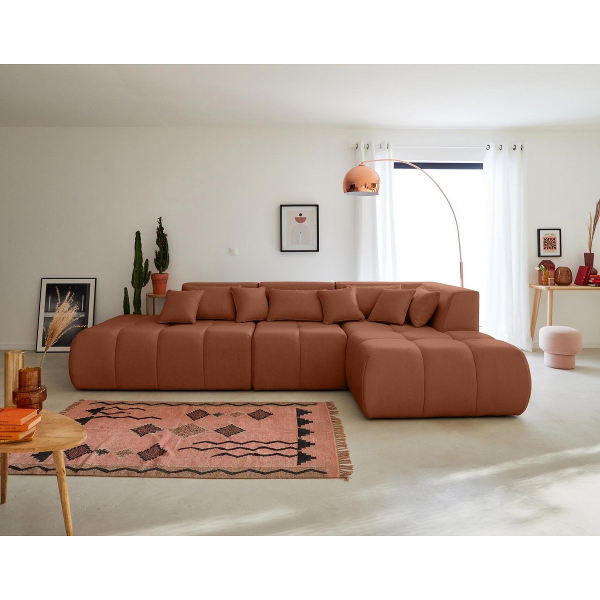 LISA DESIGN Caracas - canapé modulable d'angle droit - 5 places - en tissu