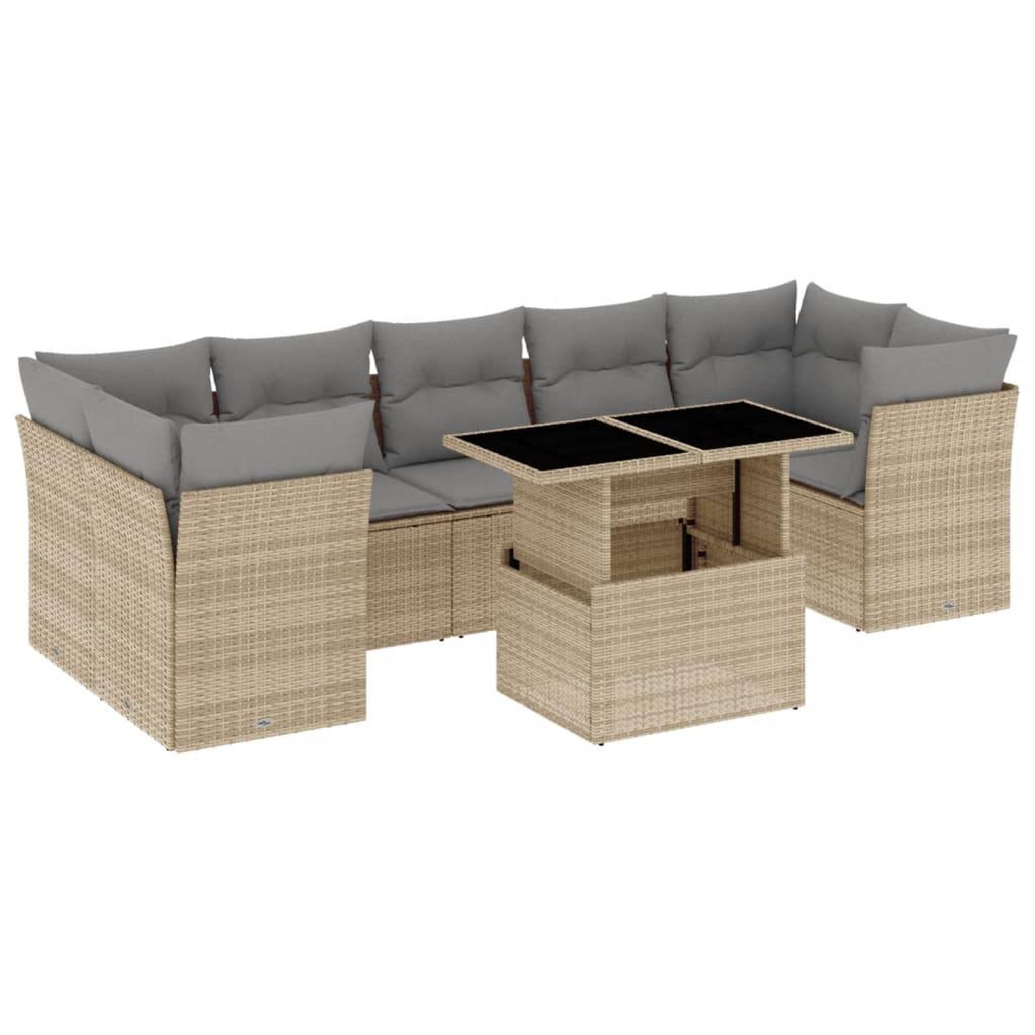 Voir la diapositive 2 : VIDAXL Salon de jardin avec coussins 8 pcs beige resine tressee