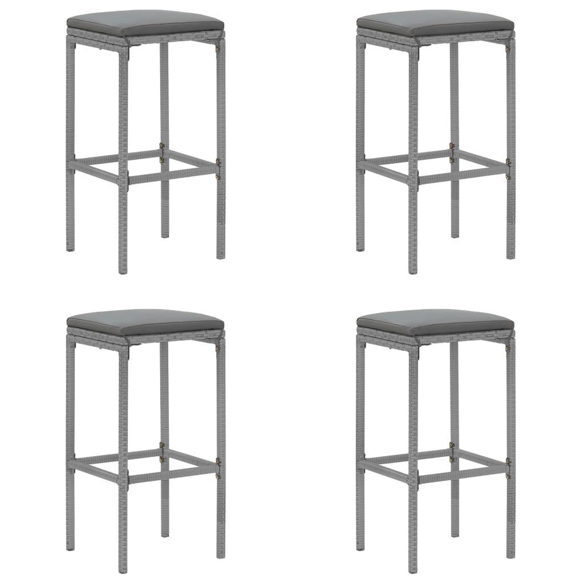 Voir la diapositive 4 : VIDAXL Ensemble de bar de jardin 5 pcs avec coussins gris poly rotin