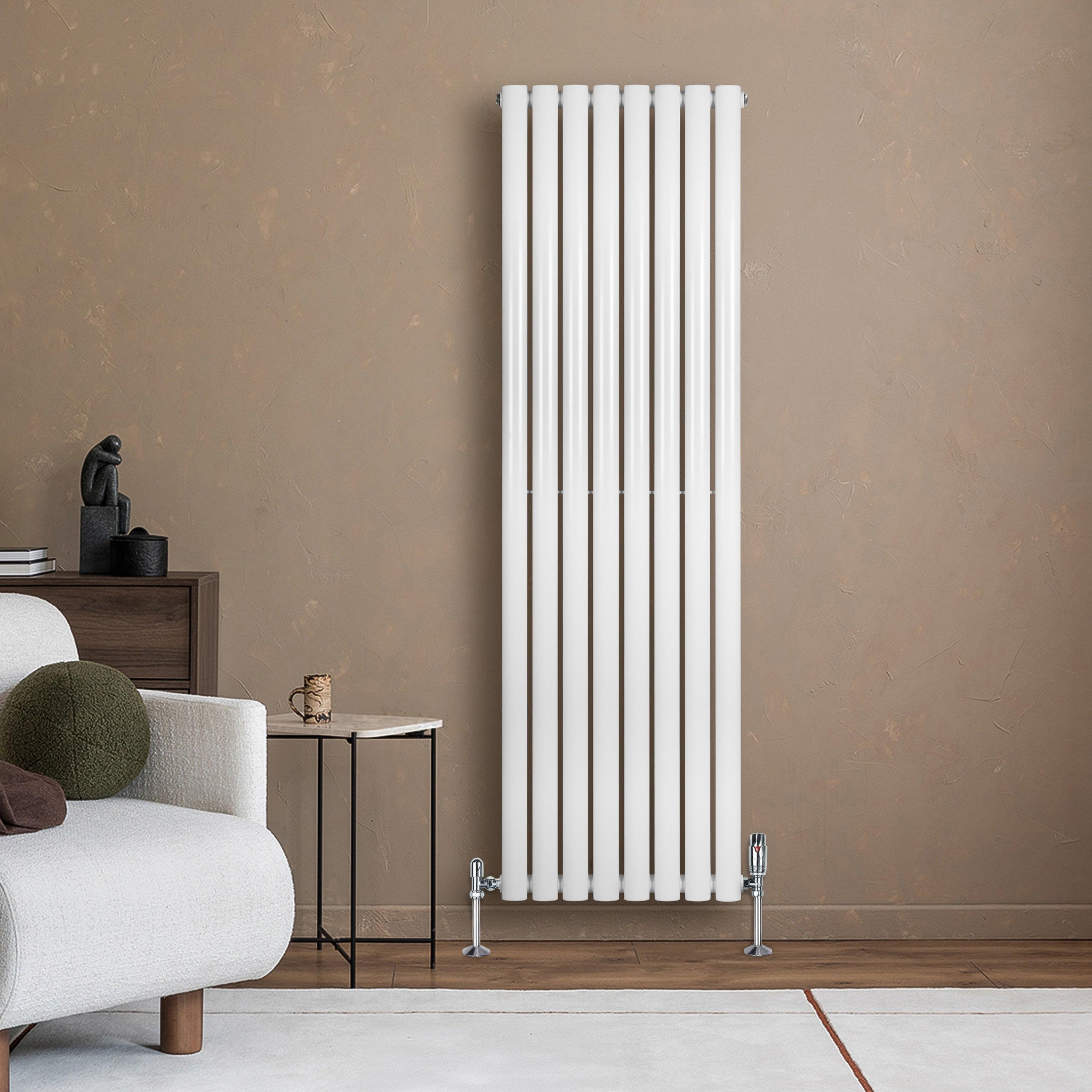 Voir la diapositive 4 : MONSTERSHOP Radiateur à colonnes ovales & vannes, 1 panneau - 1600 x 480 mm