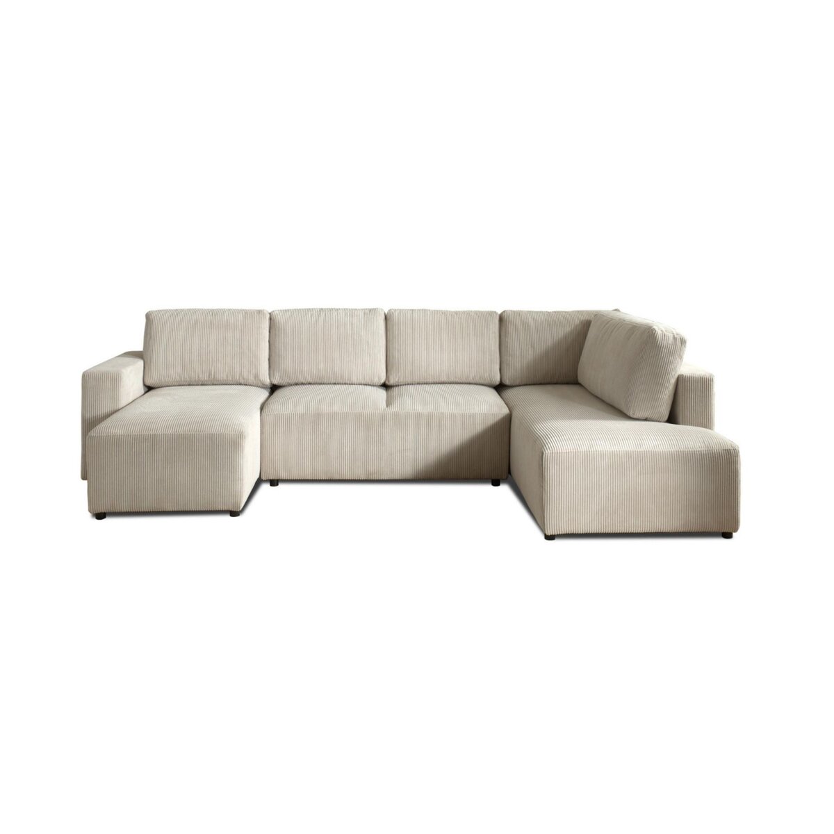 LISA DESIGN Livy - canapé panoramique convertible - avec coffre - en velours côtelé - 7 places - droit