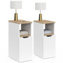 Voir la diapositive 1 : ID MARKET Lot de 2 tables de chevet ANOUK 1 porte avec niche blanc et bois