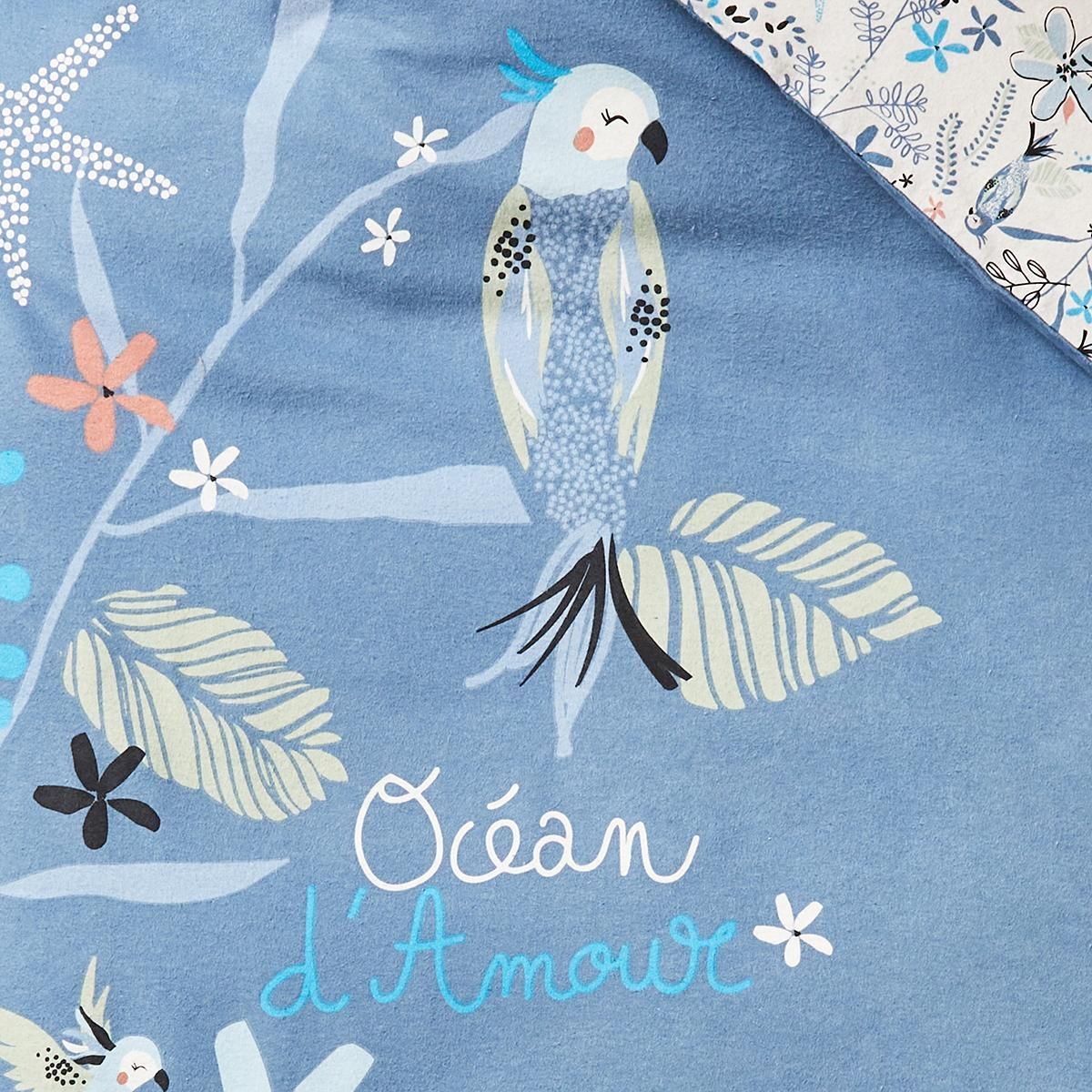 Petit Béguin Housse de couette enfant + taie d'oreiller en flanelle Océan d'amour