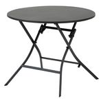 HESPERIDE Table de jardin pliante ronde 4 places GREENSBORO. Coloris disponibles : Beige