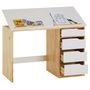 Voir la diapositive 3 : IDIMEX Bureau enfant EMMA, en pin massif, 4 tiroirs et plateau inclinable