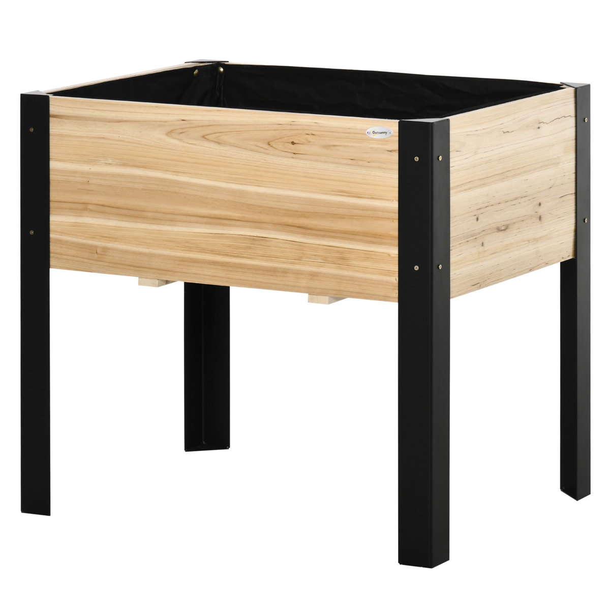 OUTSUNNY Jardinière sur pieds - potager - feutre de drainage inclus - métal époxy noir bois sapin