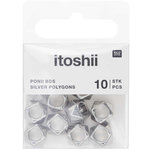 RICO DESIGN Itoshii pack 10 perles ponii polygone couleur argent