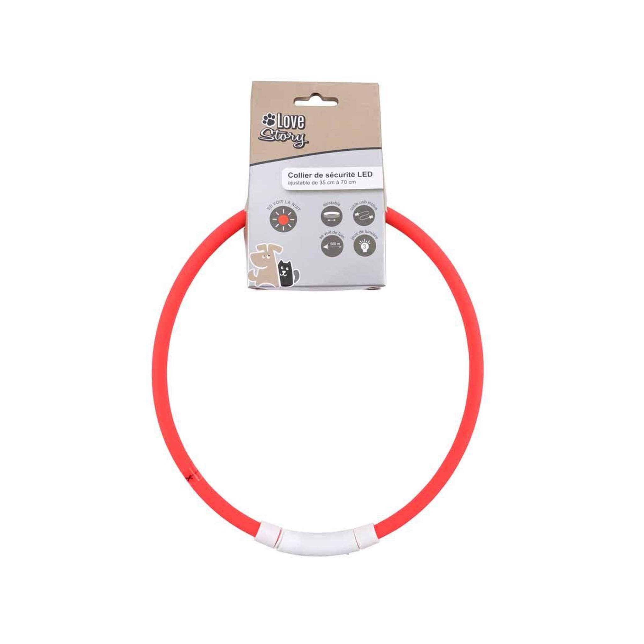 Voir la diapositive 2 : HOMEA Collier pour chien  usb & waterproof  70cm rouge