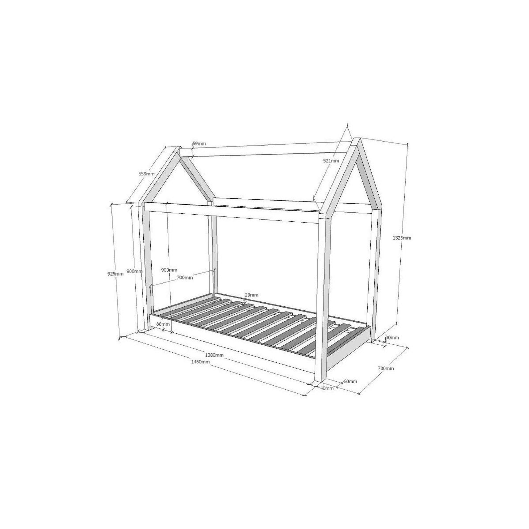 Voir la diapositive 6 : Paris Prix Lit enfant & matelas  cabane  70x140cm naturel
