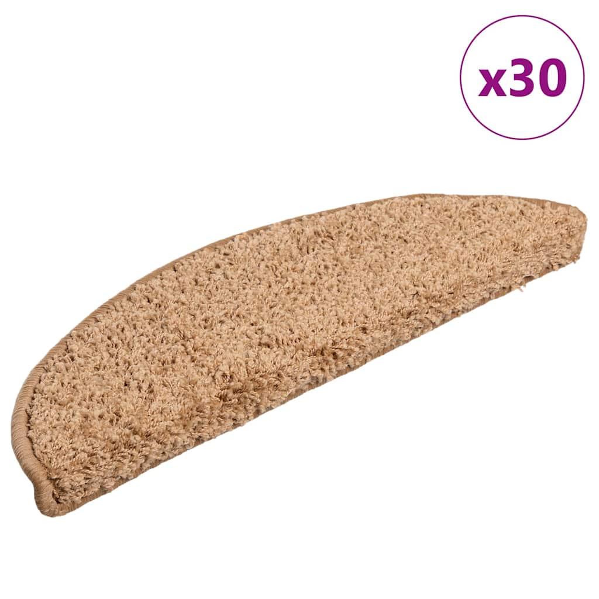 VIDAXL Tapis d'escalier 30 pcs beige 56x17x3 cm