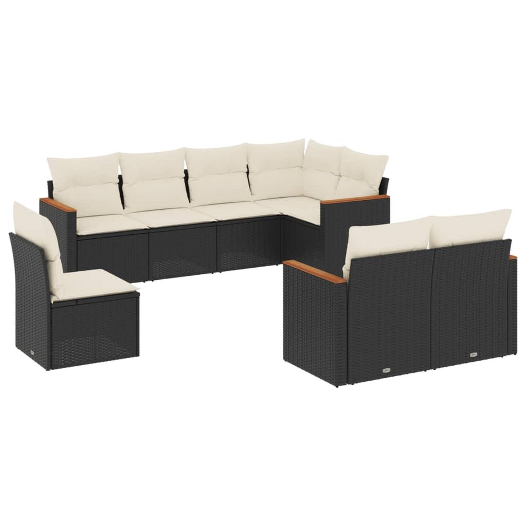 Voir la diapositive 2 : VIDAXL Salon de jardin 8 pcs avec coussins noir resine tressee
