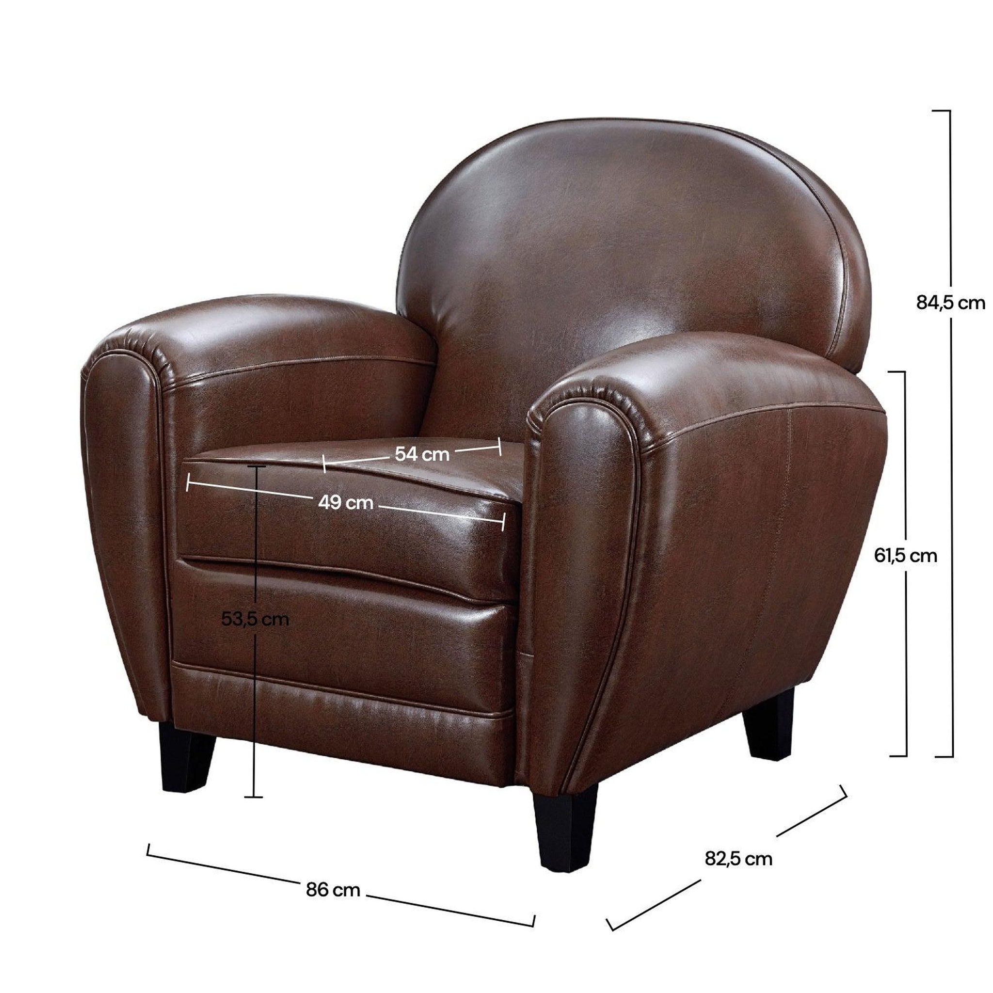 Voir la diapositive 4 : MAISON PAVANE Fauteuil marron en croute de cuir enduite-club