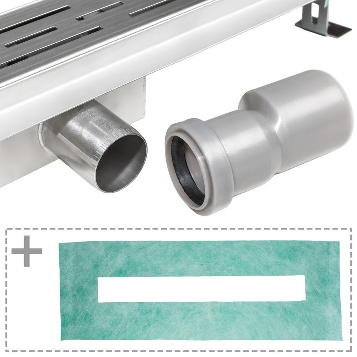 tectake Caniveau de douche en acier inoxydable gris