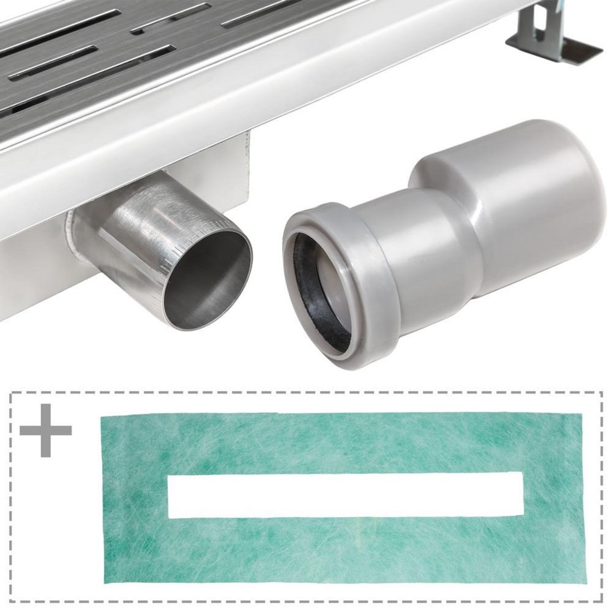 tectake Caniveau de douche en acier inoxydable gris