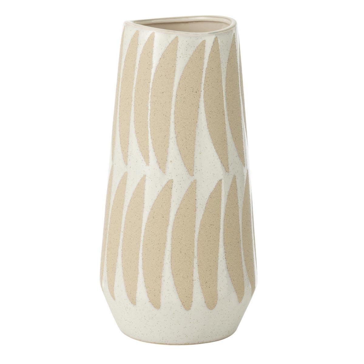 Paris Prix Vase Déco en Grès  Kai  32cm Beige & Blanc