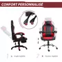 HOMCOM Chaise de bureau gamer réglable dossier inclinable pivotante coussin tétière noir rouge