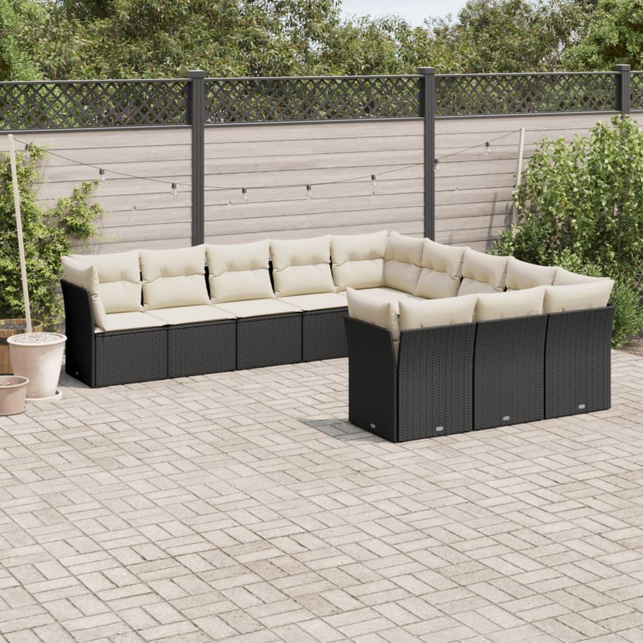VIDAXL Salon de jardin 11 pcs avec coussins noir resine tressee