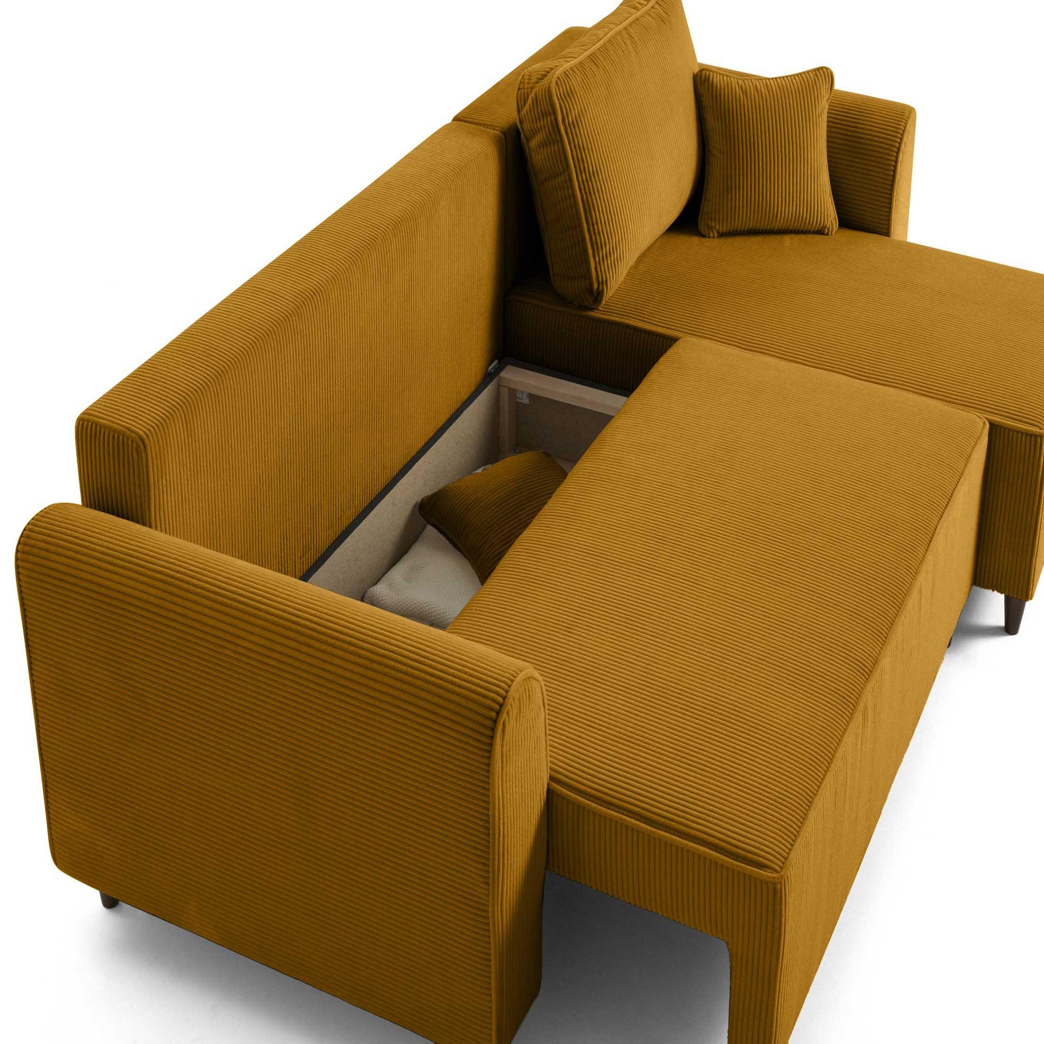 Voir la diapositive 4 : BEST MOBILIER Saphir - canapé d'angle réversible 4 places - convertible avec coffre - en velours côtelé