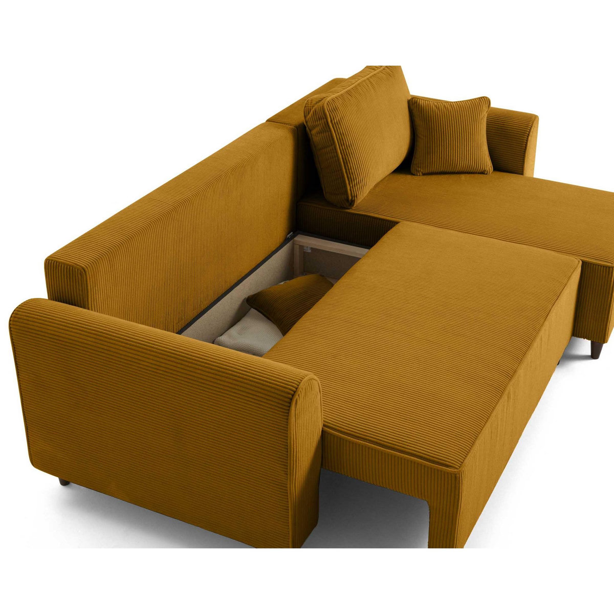 BEST MOBILIER Saphir - canapé d'angle réversible 4 places - convertible avec coffre - en velours côtelé