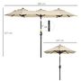 Voir la diapositive 3 : OUTSUNNY Parasol de jardin inclinable grande taille ouverture fermeture manivelle acier polyester haute densité beige