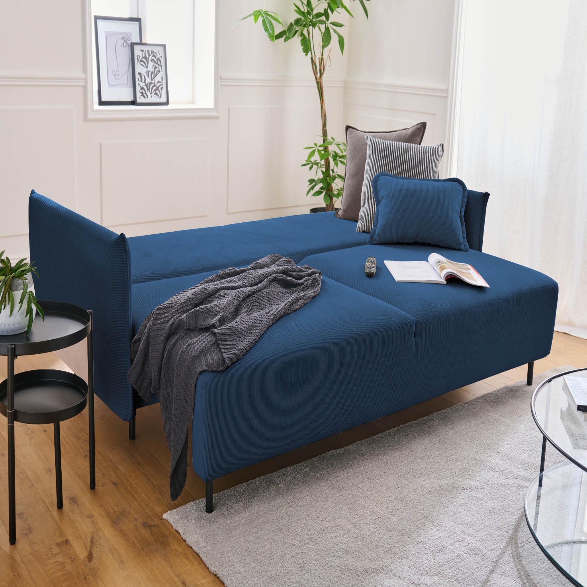 Voir la diapositive 2 : LISA DESIGN Valentina - canapé 3 places convertible - avec coffre - en velours côtelé - style contemporain