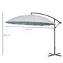 Voir la diapositive 3 : OUTSUNNY Parasol déporté rond inclinable manivelle piètement mât métal. dim. Ø 2,96 x 2,6H m polyester haute densité gris