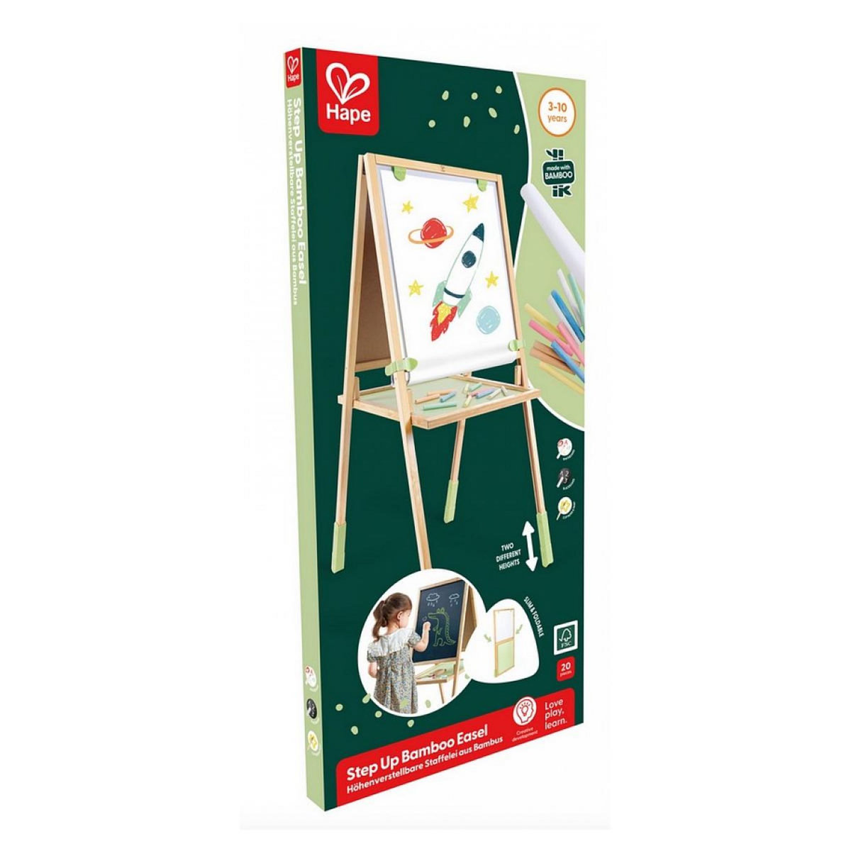 Hape Tableau 2 en 1 en Bambou Léger et Pratique