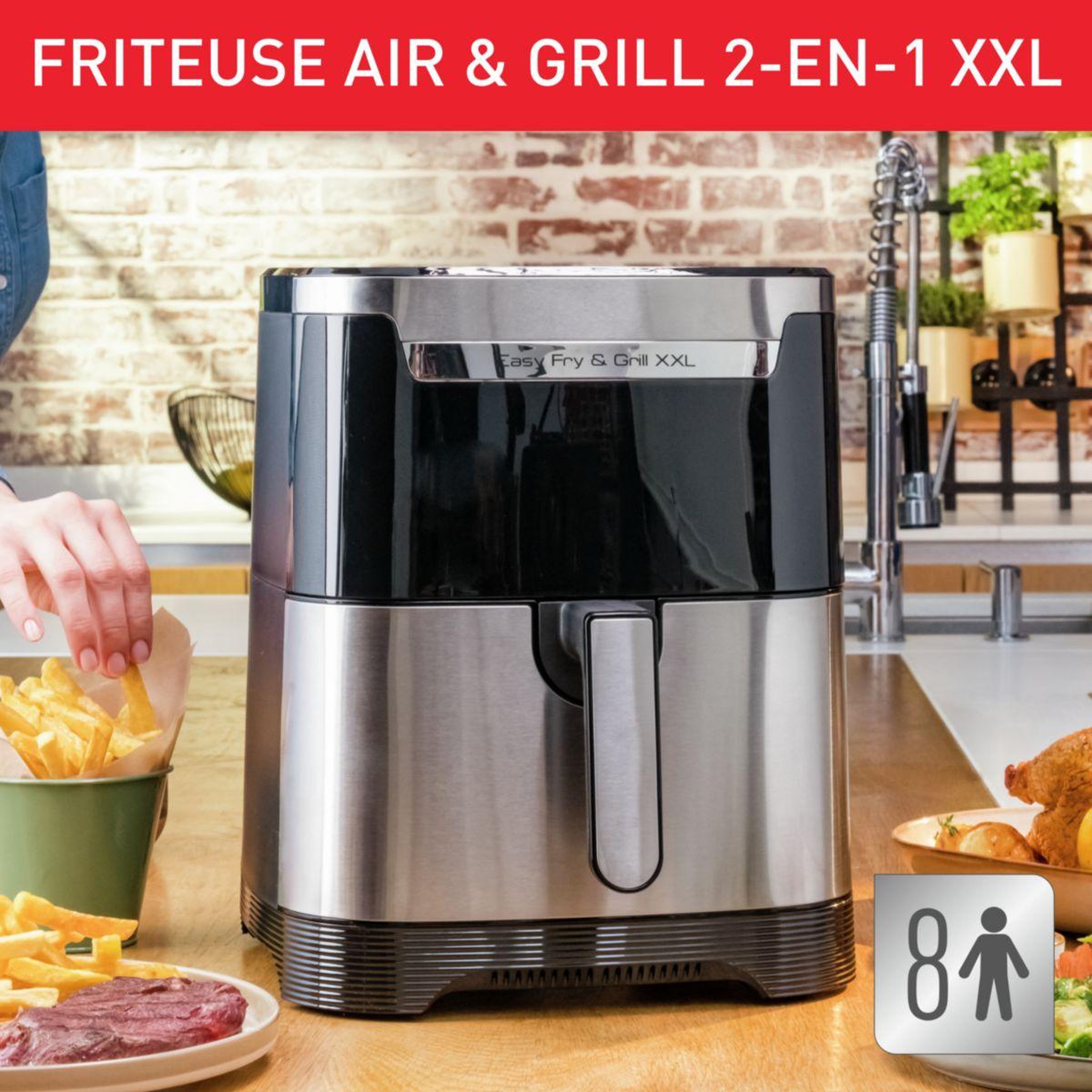 Voir la diapositive 4 : MOULINEX Friteuse sans huile EZ801D10 XXL 2 en 1 air & grill 6L