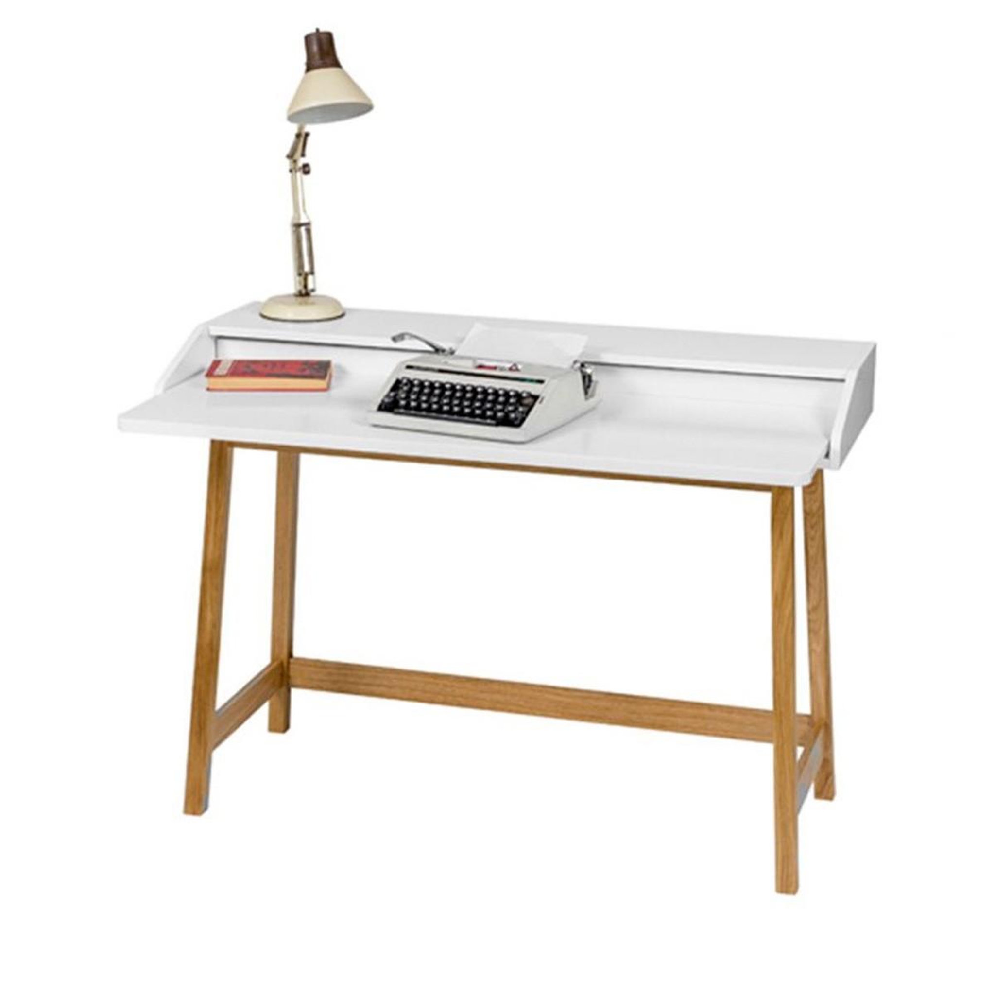Voir la diapositive 4 : Paris Prix Bureau design avec plateau coulissant  st james  116cm chêne & blanc