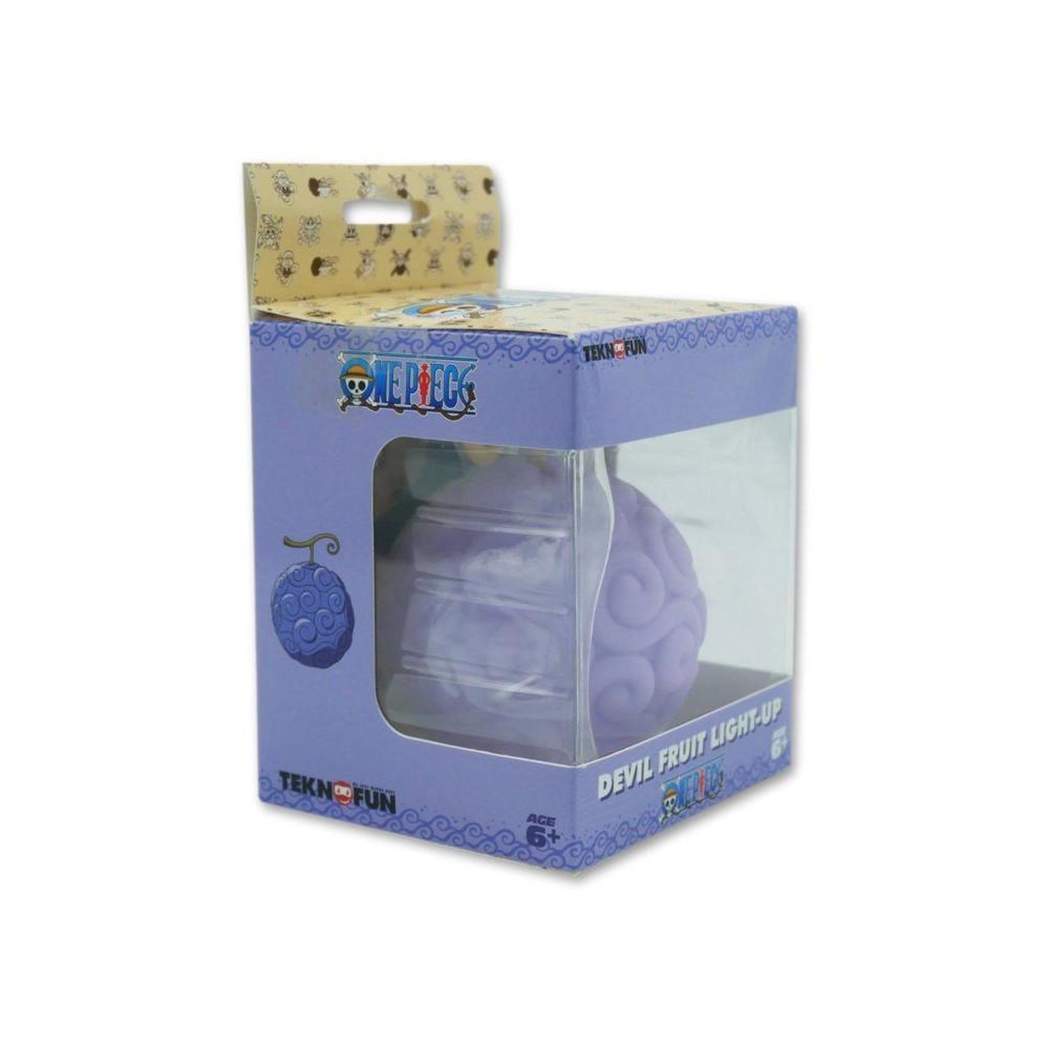 Voir la diapositive 3 : Teknofun Lampe LED figurine Fruit du Démon lumineux One Piece 8 cm avec dragonne, éclairage violet/rose, 2 modes fixe ou progressif