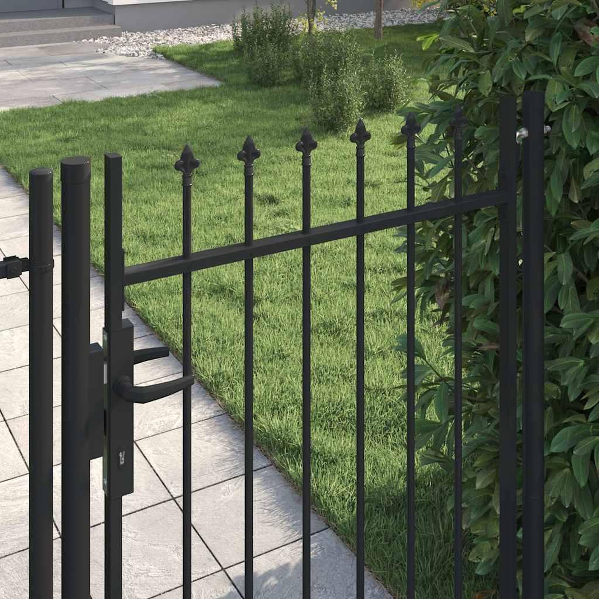 Voir la diapositive 3 : VIDAXL Portillon simple porte avec dessus a pointe acier 1x1,2 m noir