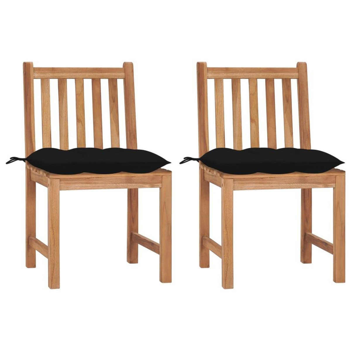 VIDAXL Chaises de jardin lot de 2 avec coussins Bois de teck massif
