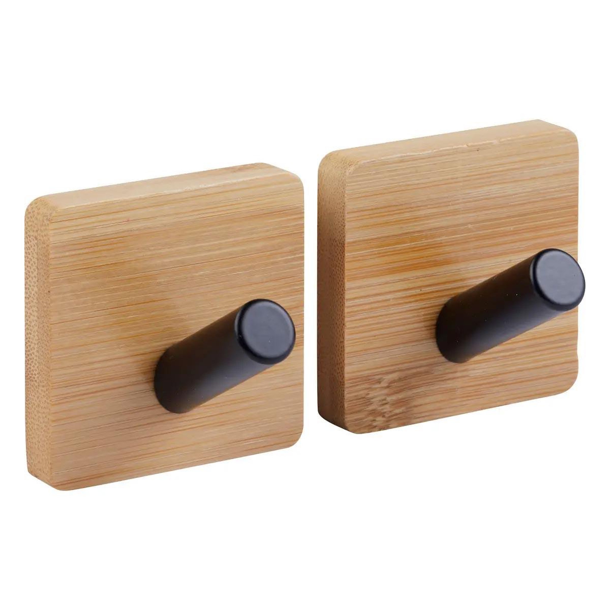 FIVE Lot de 2 patères adhésives en bambou  stiky  4cm naturel