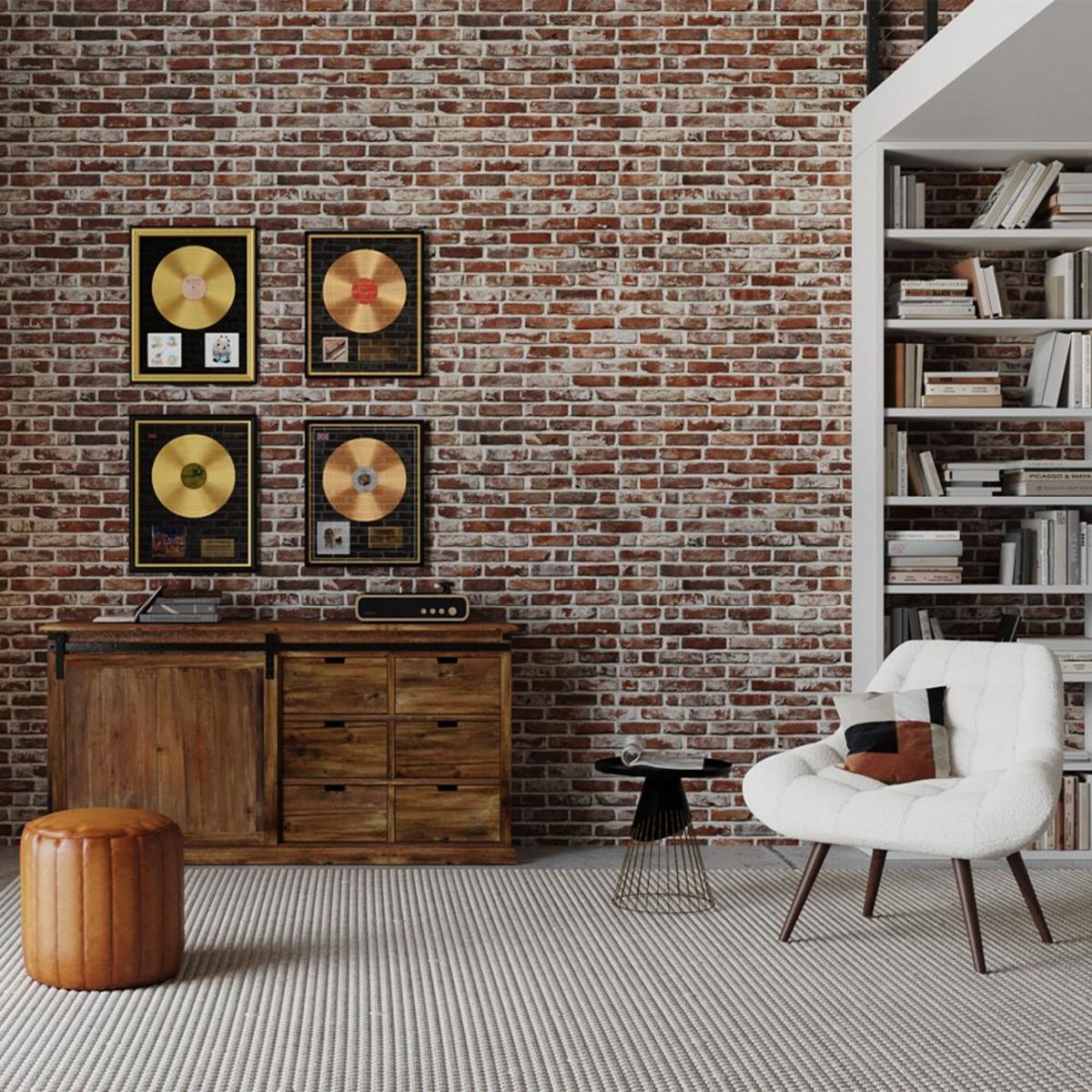 Rendez vous déco Table d'appoint ronde en métal noir et plateau laiton D45 cm - Corry