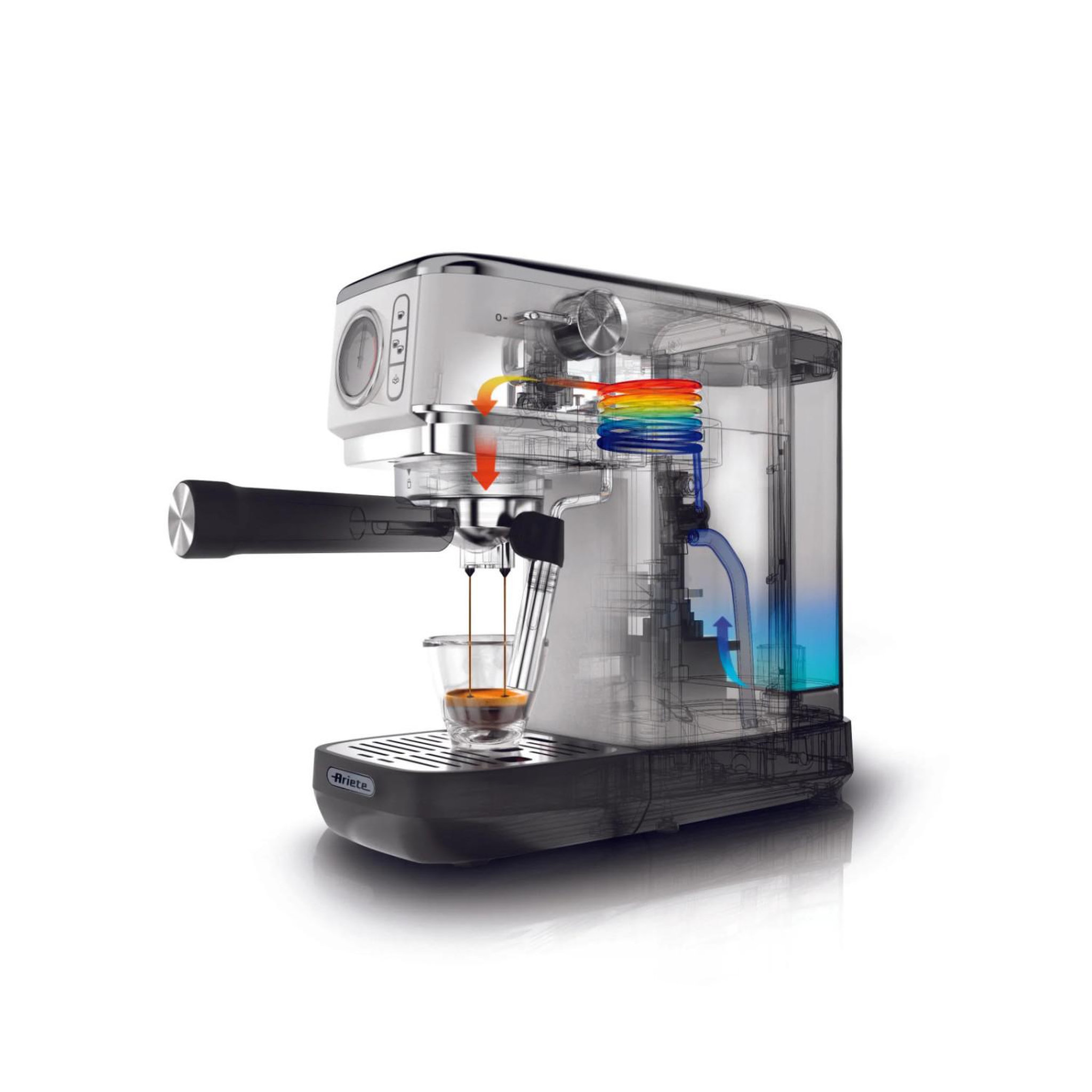 Voir la diapositive 3 : ARIETE Ariete 1381 machine à café espresso avec manomètre 15 bars café en poudre et dosettes blanc