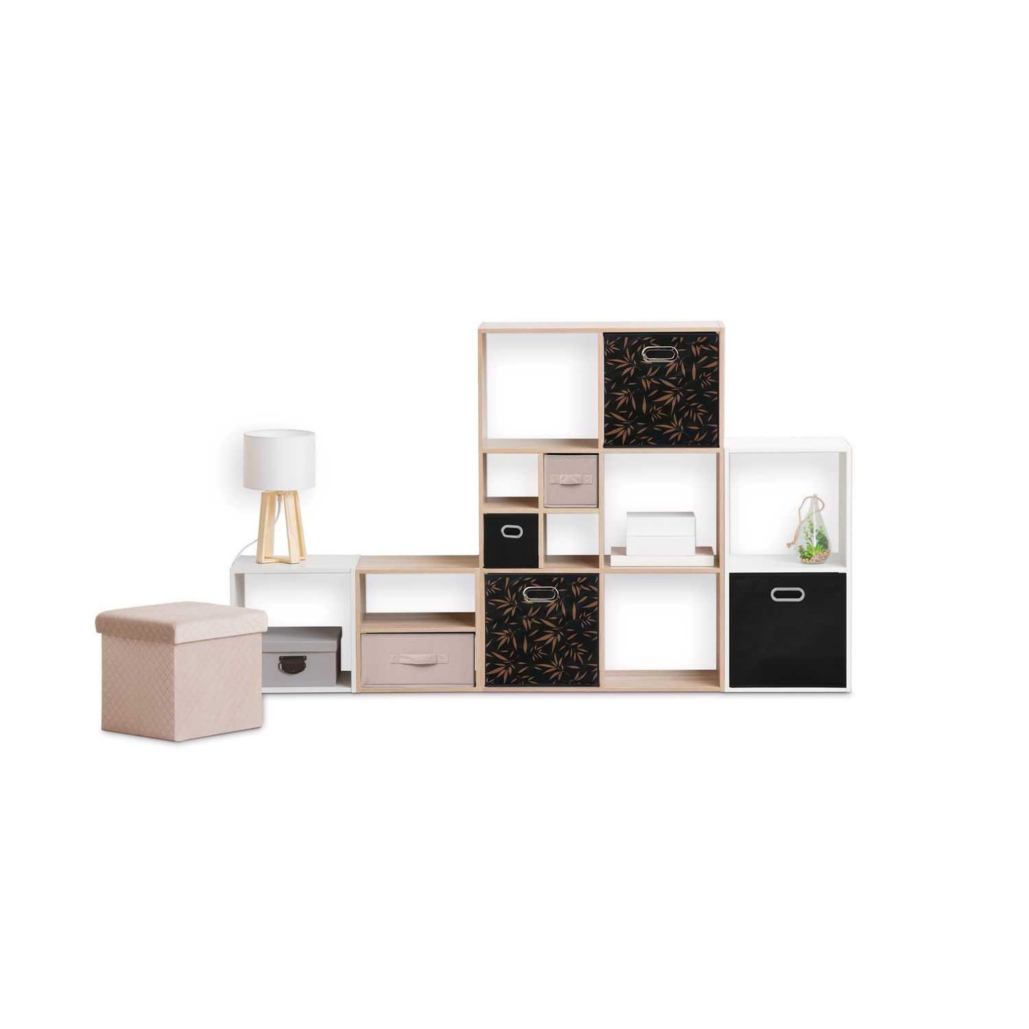Voir la diapositive 2 : TOILINUX Lot de 2 boites de rangement en tissu casual - 31x31x31cm - noir