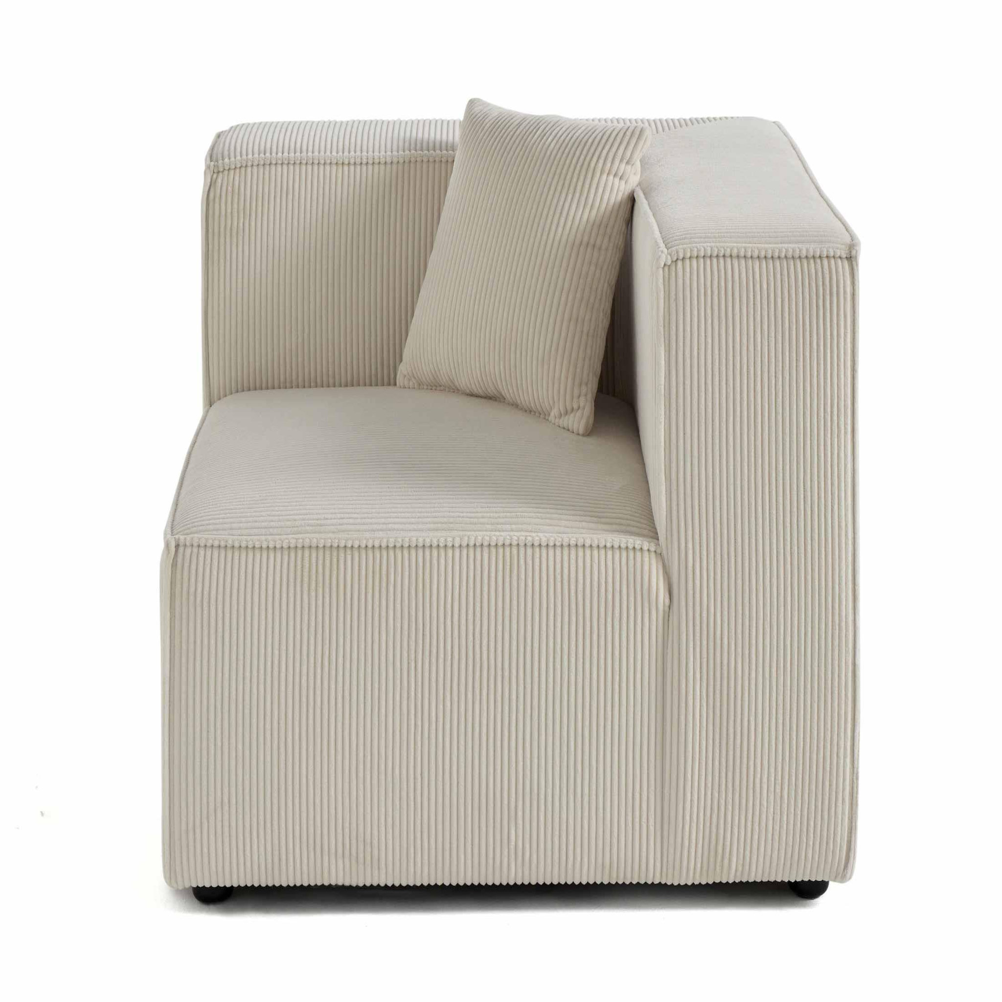 LISA DESIGN Arty - module d'assise d'angle réversible - en velours côtelé. Coloris disponibles : Orange, Beige