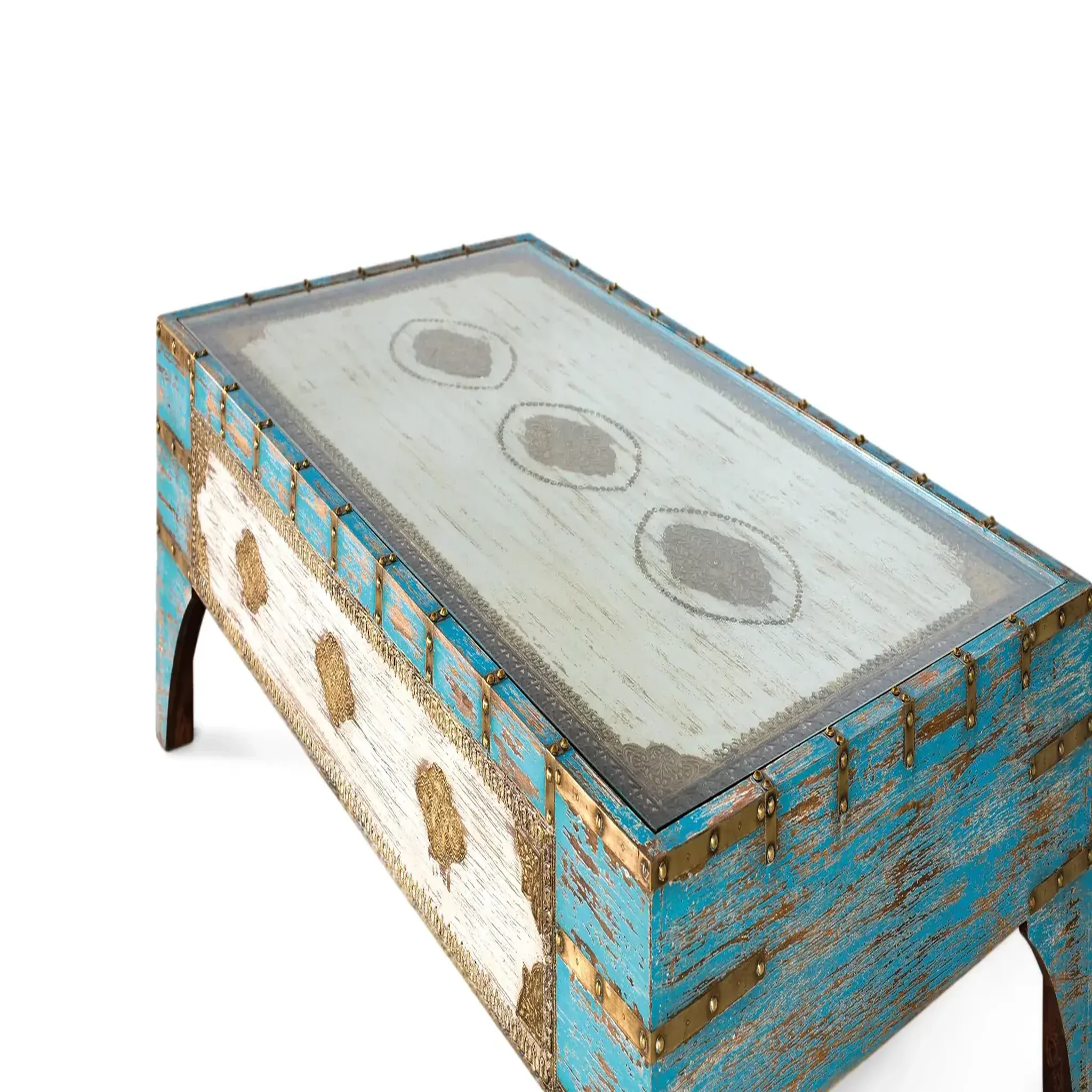Voir la diapositive 3 : GINER Y COLOMER SL Table basse en bois de manguier 150 cm style ethnique vintage