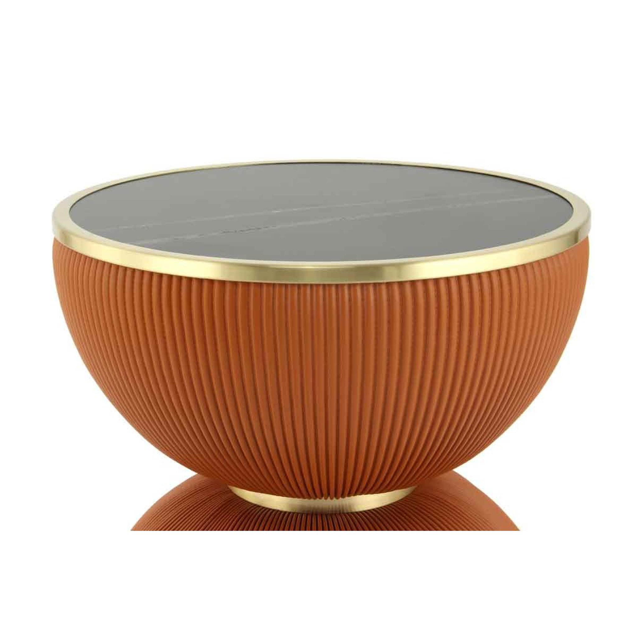Voir la diapositive 3 : Paris Prix Table d'Appoint Design  Jokai  51cm Cognac & Or