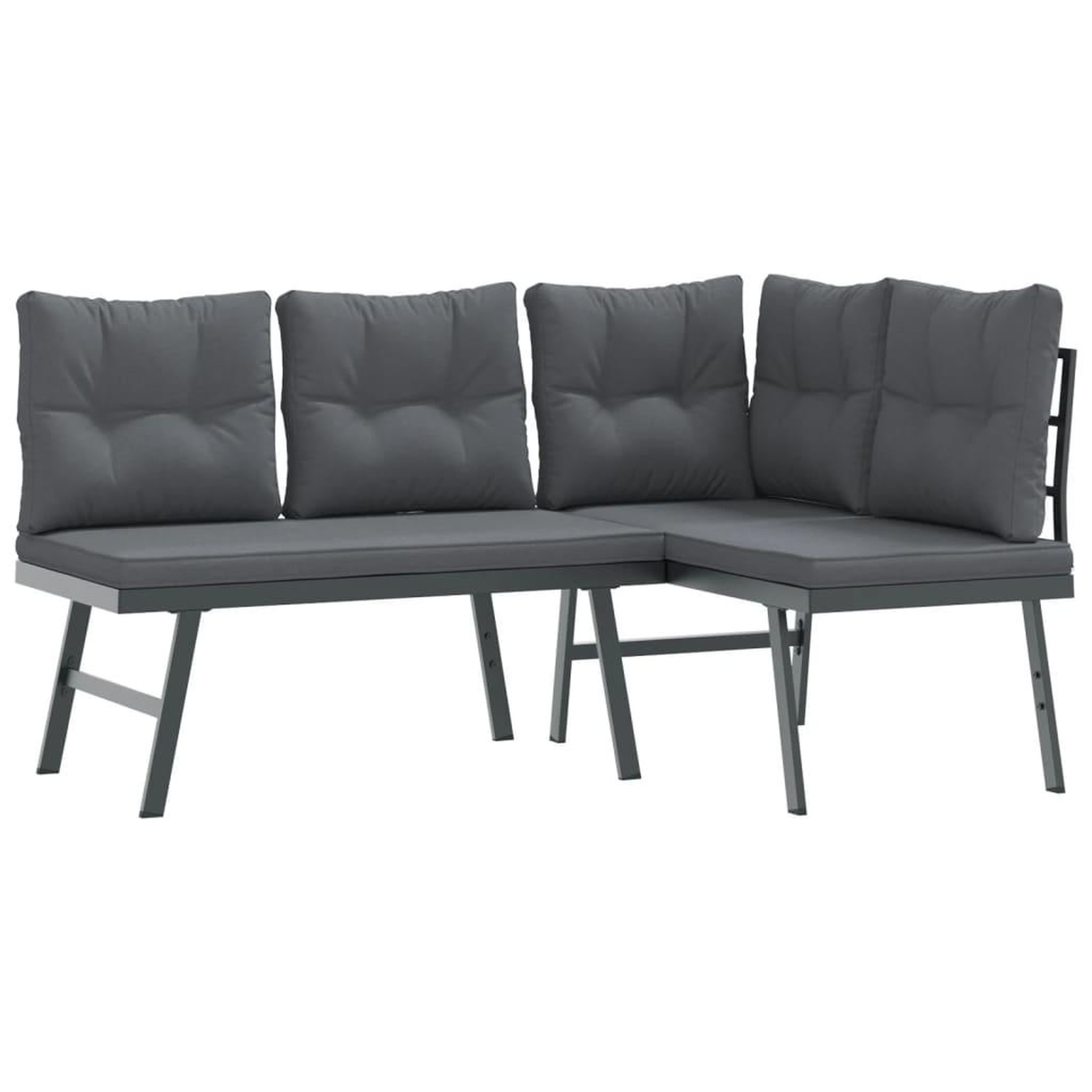 Voir la diapositive 3 : VIDAXL Bancs de jardin avec coussins lot de 4 acier enduit de poudre