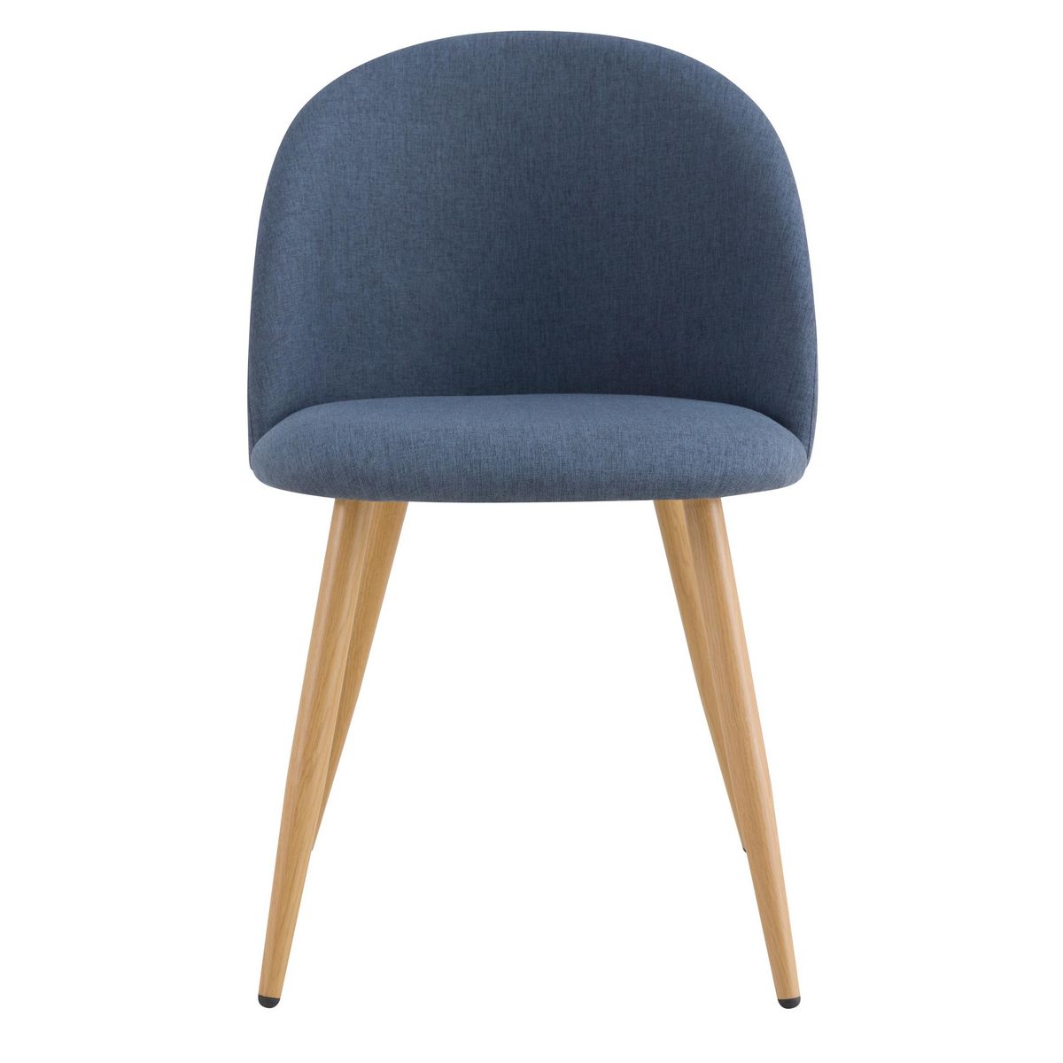 Rendez vous déco Lot de 2 chaises en tissu bleu et pieds en métal effet bois - Cozy