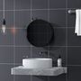 Voir la diapositive 4 : HOMCOM Miroir mural rond dia. 50 cm - 2 étagères - cadre métal noir