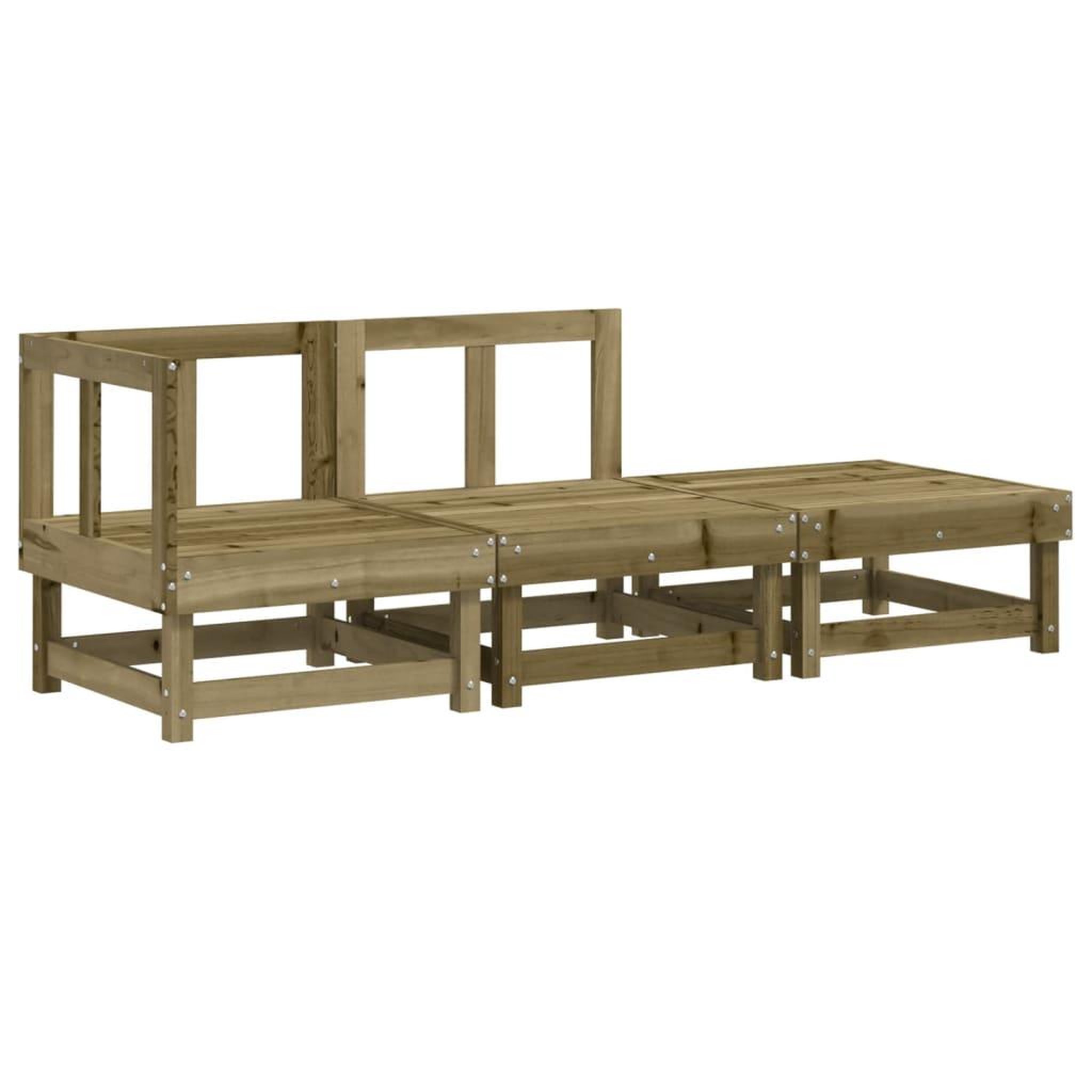 Voir la diapositive 2 : VIDAXL Salon de jardin 3 pcs bois de pin impregne