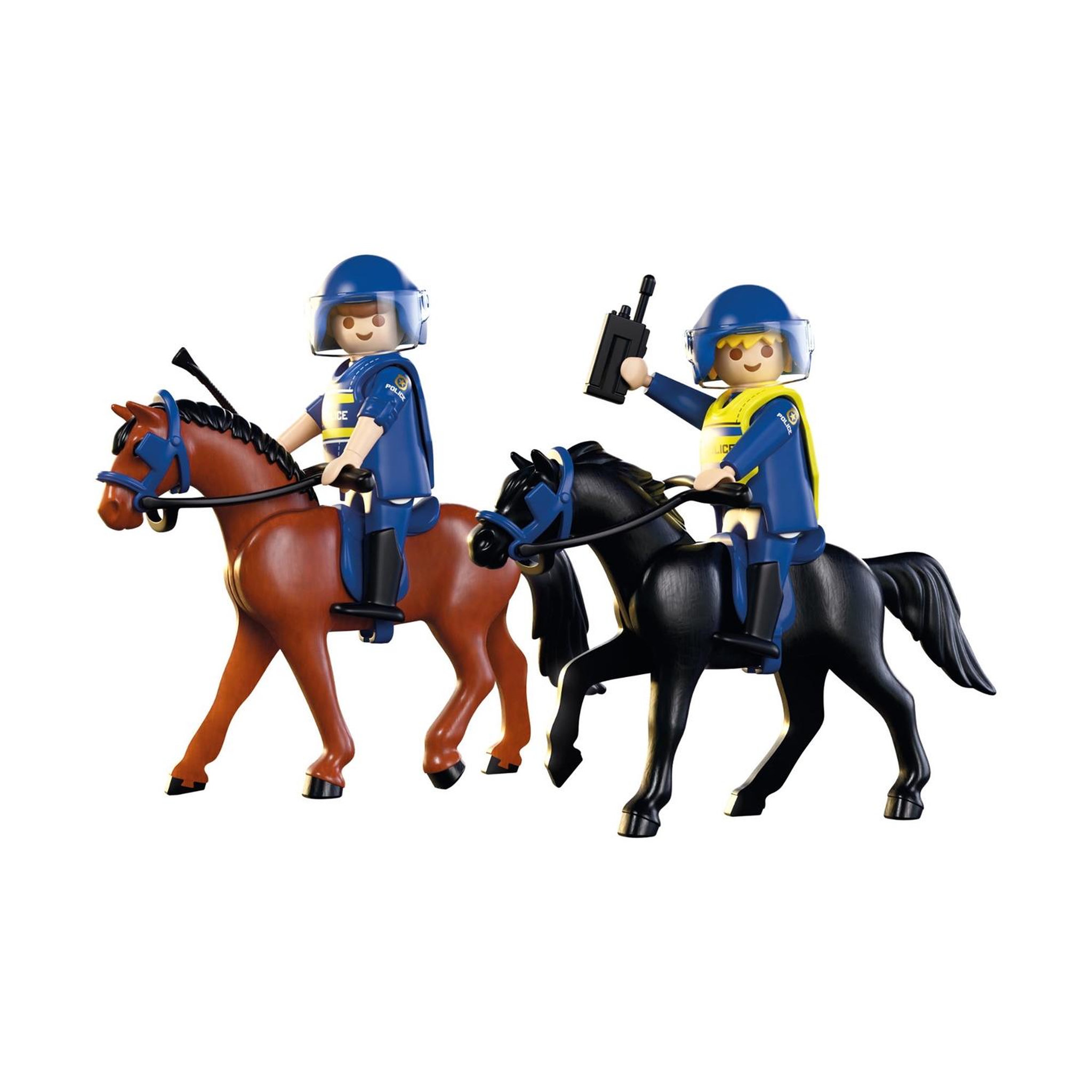Voir la diapositive 3 : PLAYMOBIL City Action 2 policiers cavaliers avec leurs chevaux