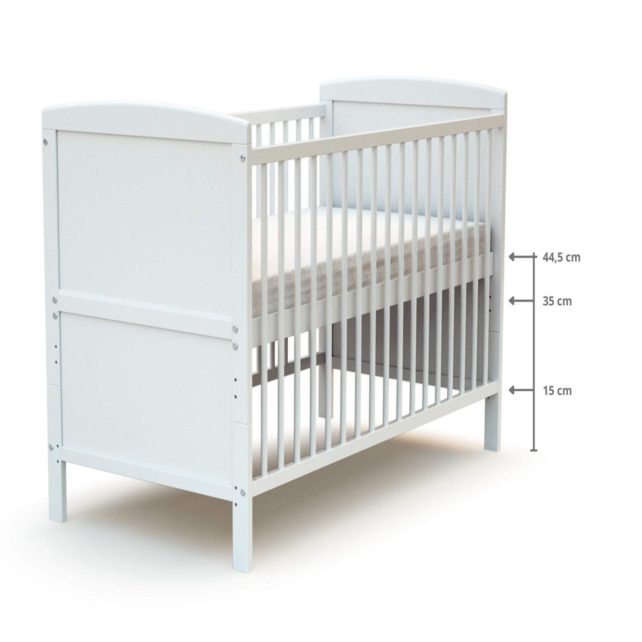 Voir la diapositive 4 : AT4 Lit bébé évolutif avec matelas ESSENTIEL 60 x 120 cm en bois